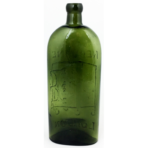 606 - WARNERS SAFE NERVINE BOTTLE.  9.8ins tall. Emerald green, sloping shoulders, short neck, blob lip. E... 