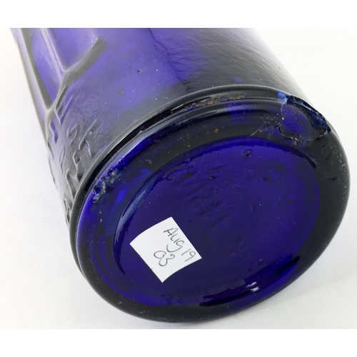 614 - TIPPERS POISON. ((DP p41). 10.9ins tall. Striking large size cobalt blue tapering cylinder. Boldly e... 