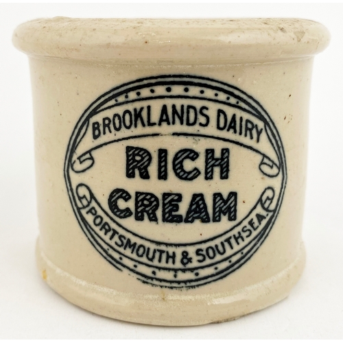 585 - PORTSMOUTH & SOUTHSEA CREAM POT. 2.5ins tall. BROOKLANDS DAIRY/ RICH CREAM. (9.5/10)  NR