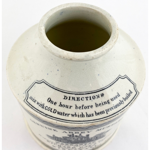 647 - LEEDS MUSTARD POT. 5ins tall. Off white. GENUINE ABBEY MUSTARD/ RICHARD GAY & CO/ KIRKSTALL, directi... 