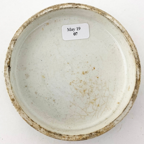 622 - BEARS GREASE POT LID. 3ins diam. JAMES ATKINSON’S/ PRICE 5s. Virtually intact gold band around the m... 