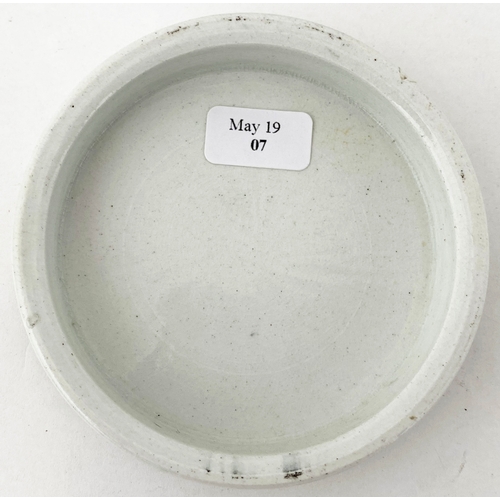 626 - MAY ROBERTS CHERRY TOOTH PASTE POT LID. 3ins diam. A particularly sharp & strong black transfer. fea... 