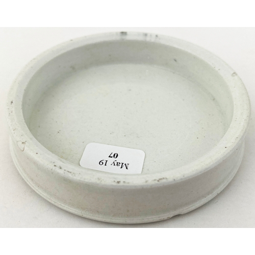 626 - MAY ROBERTS CHERRY TOOTH PASTE POT LID. 3ins diam. A particularly sharp & strong black transfer. fea... 