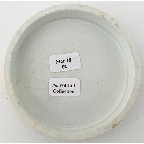 628 - LANCASTER TOOTH POWDER POT LID.  2.75ins diam. WILLIAM HALL/ ... By/ Messrs J & F E Cutts/ Dental Su... 