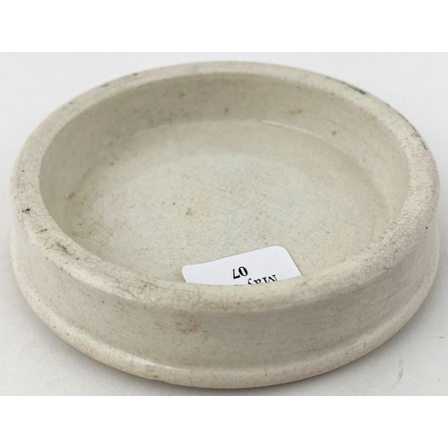 631 - DR ZIEMER’S ALEXANDRA TOOTH PASTE POT LID. 2.75ins diam., an early flat topped lid. Strong & crisply... 