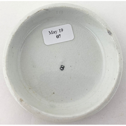 637 - LORIMER CHERRY TOOTH PASTE POT LID. 
 2.5ins diam. Smaller variant to previous lot. Very slight bott... 