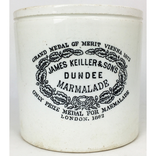 236 - JAMES KEILLER 4LB MARMALADE JAR. 5ins tall. JAMES KEILLER & SONS/ DUNDEE/ MARMALADE. Rare size in gr... 