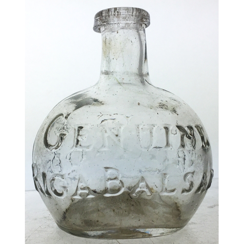 8 - RIGA BALSAM PONTILLED MEDICINE. 3.6ins tall. Clear/ lead glass, oval base (AMENDED 4/7/20 - it said ... 