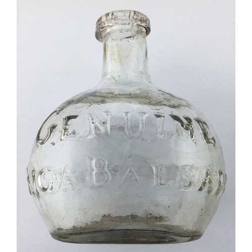 8 - RIGA BALSAM PONTILLED MEDICINE. 3.6ins tall. Clear/ lead glass, oval base (AMENDED 4/7/20 - it said ... 