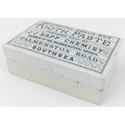 14 - SOUTHSEA ANTISEPTIC ARECA NUT TOOTH PASTE POT LID & BASE 3.7 x 2.4ins rectangular shape. A rarely se... 