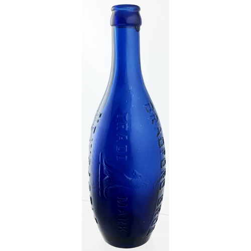 16 - BRADFORD BROTHERS FLAT BOTTOMED COBALT BLUE HAMILTON. 8.7ins tall., bright cobalt blue glass 10oz fl... 