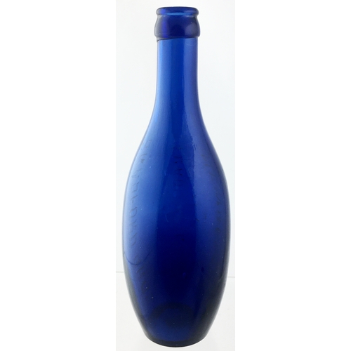 16 - BRADFORD BROTHERS FLAT BOTTOMED COBALT BLUE HAMILTON. 8.7ins tall., bright cobalt blue glass 10oz fl... 