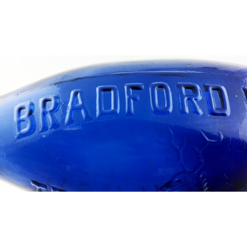 16 - BRADFORD BROTHERS FLAT BOTTOMED COBALT BLUE HAMILTON. 8.7ins tall., bright cobalt blue glass 10oz fl... 