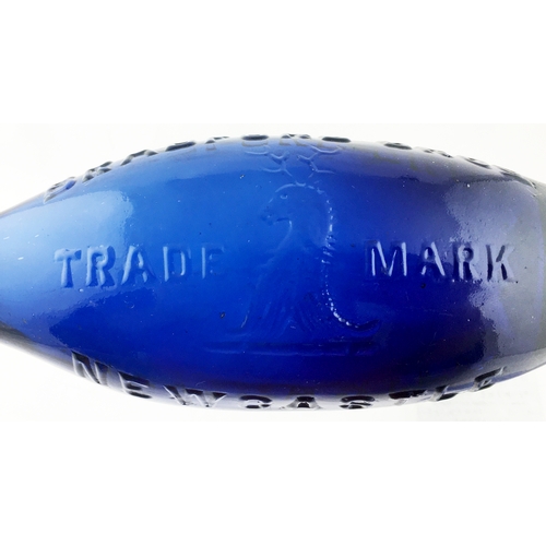 16 - BRADFORD BROTHERS FLAT BOTTOMED COBALT BLUE HAMILTON. 8.7ins tall., bright cobalt blue glass 10oz fl... 