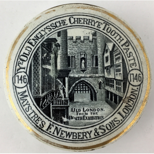 17 - F NEWBERRY & SONS LONDON OLD ENGLISH CHERRY TOOTH PASTE POT LID. 3.4ins diam. - the larger of two va... 