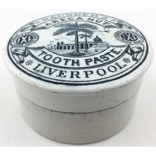 22 - AYRTON & SAUNDERS ARECA NUT TOOTH PASTE POT LID & BASE 2.75ins diam. This lid features a more distan... 