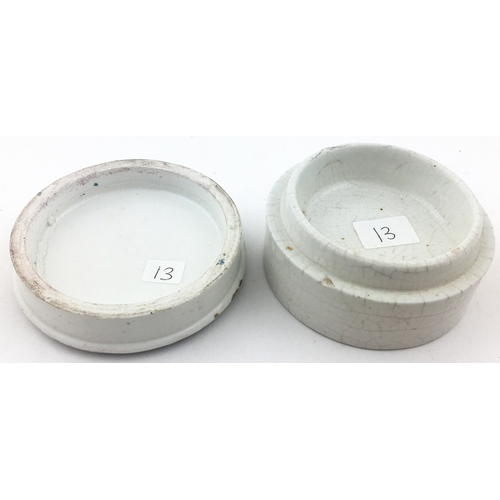 22 - AYRTON & SAUNDERS ARECA NUT TOOTH PASTE POT LID & BASE 2.75ins diam. This lid features a more distan... 