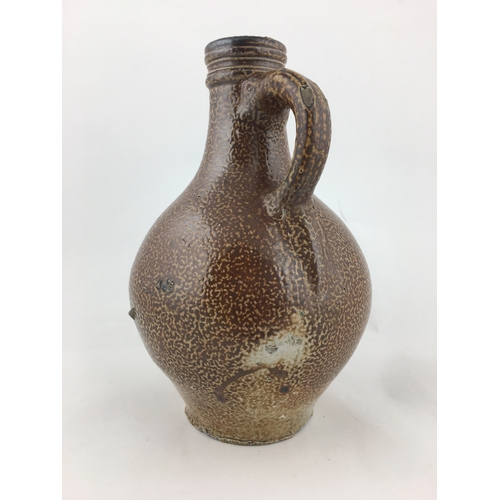 27 - BELLARMINE JUG. 8.4 ins tall, delicious ‘classic’ mid brown salt glaze - real ‘tiger glaze’ look. Bu... 