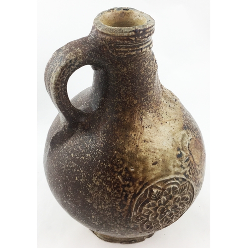 29 - BELLARMINE JUG 8.3 ins tall. Salt glaze ranges from very dark browns to light. Standard bulbous body... 