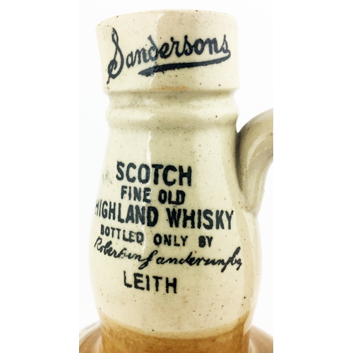 32 - SANDERSONS FINE OLD SCOTCH WHISKY JUG. 11.8ins tall. A unique whisky jug design in the shape of a ha... 