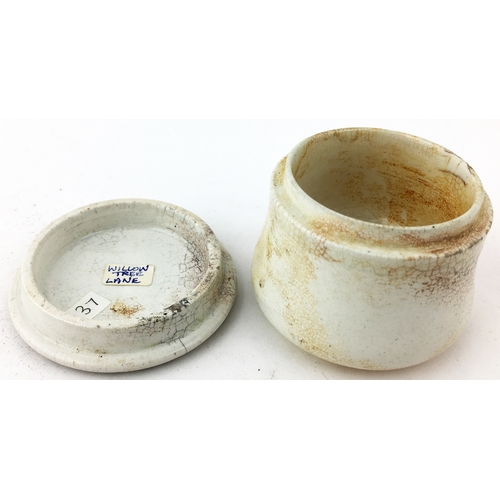 36 - LONDON PIESSE & LUBIN POT LID & BASE.  (APL, p366) 2.6ins diam - as previous lot but smaller size. M... 