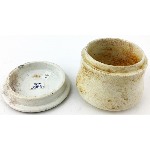 36 - LONDON PIESSE & LUBIN POT LID & BASE.  (APL, p366) 2.6ins diam - as previous lot but smaller size. M... 