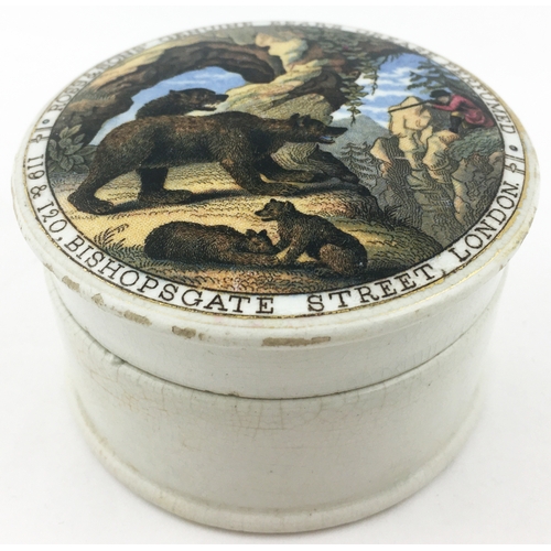 40 - ROSS & SONS GENUINE BEARS GREASE POT LID & BASE.3ins diam. Multi-coloured highly detailed pictorial,... 