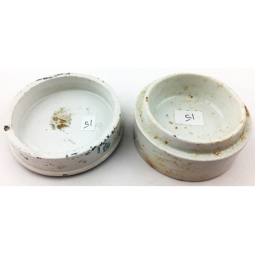 51 - F S CLEAVERS GENUINE BEARS GREASE POT LID & BASE. 2.9ins diam. Five varied lines of lettering, lid p... 