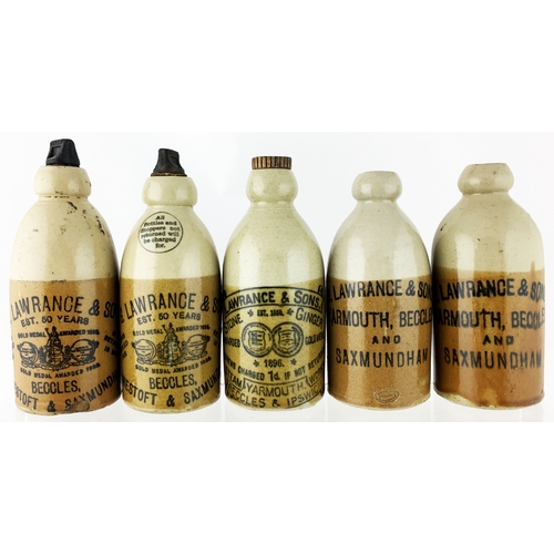 56 - LAWRENCE & SONS NORFOLK GINGER BEERS. Tallest 7.4ins. All time ‘classic’ reverse t.t. g.b’s - from v... 