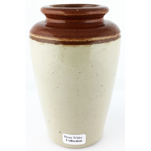 60 - DALBEATTIE CREAMERY CREAM POT. 4.1ins tall, red brown top. Lettering in banner above & below, milkma... 