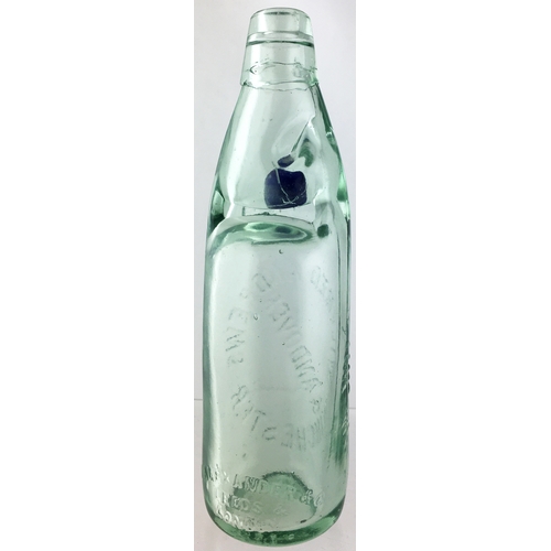 69 - WINCHESTER BLUE MARBLE CODD BOTTLE. 9ins tall, aqua glass standard codd bottle with a cobalt blue gl... 