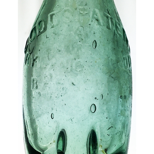 70 - CODD’S PATENT BODY PINCH OVATE. 7.3ins long, aqua glass. Perhaps seen as a ‘hybrid’ by todays collec... 