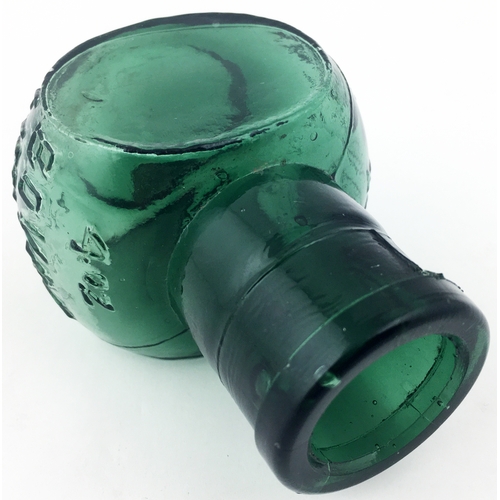 71 - BOVRIL JAR. 3.4ins tall. Absolutely stunning mid viridian green crude, machine made, wide mouthed ja... 