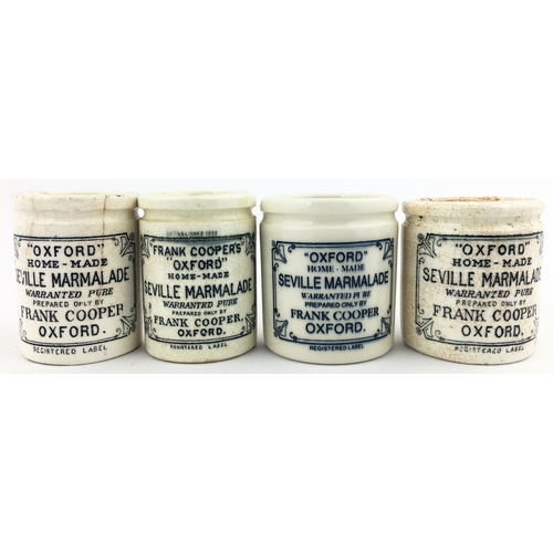 77 - FRANK COOPER OXFORD MARMALADE MINIATURE JARS. The tallest 2.1ins high.    Two jars are exc., one has... 