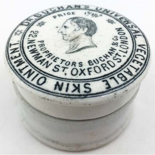 114 - DR BUCHANAN’S UNIVERSAL VEGETABLE SKIN OINTMENT POT LID & BASE. (APL p264). 1.8ins diam. A very rare... 