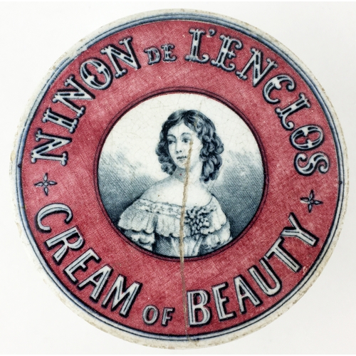 81 - NINON DE LENCLAS CREAM OF BEAUTY POT LID & BASE 3.15ins diam. An extraordinary, previously unrecorde... 