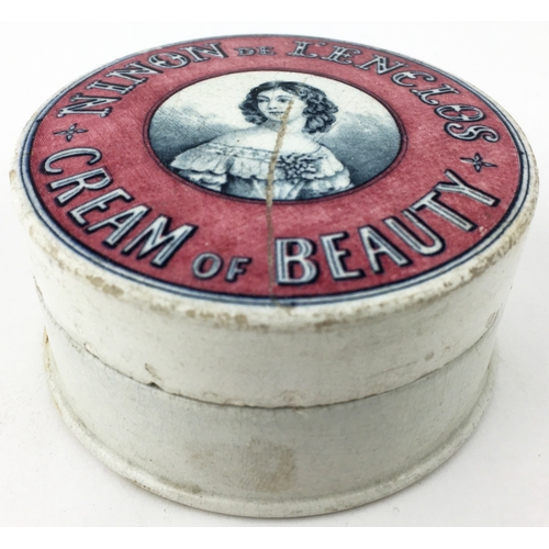 81 - NINON DE LENCLAS CREAM OF BEAUTY POT LID & BASE 3.15ins diam. An extraordinary, previously unrecorde... 