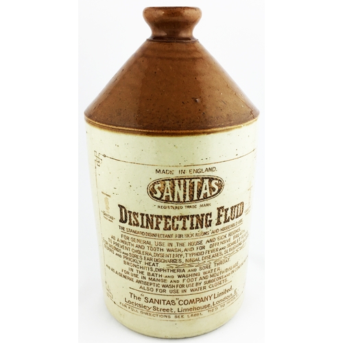 95 - SANITAS DISINFECTING FLUID FLAGON. 13.4ins tall, t.t., rear handle, 1 gallon size. Very detailed red... 