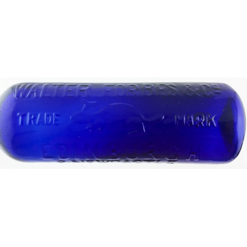 106 - WALTER FORBES & CO/ EDINBURGH & NEWCASTLE COBALT BLUE CYLINDER. 8.6ins tall, deep cobalt blue - a re... 