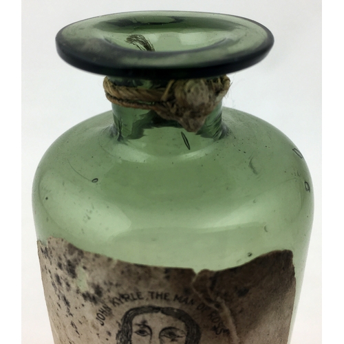 127 - FREEBLOWN LABELLED PHIAL. 4.3ins tall. Wonderful cylindrical early glass phial in a smokey green gla... 