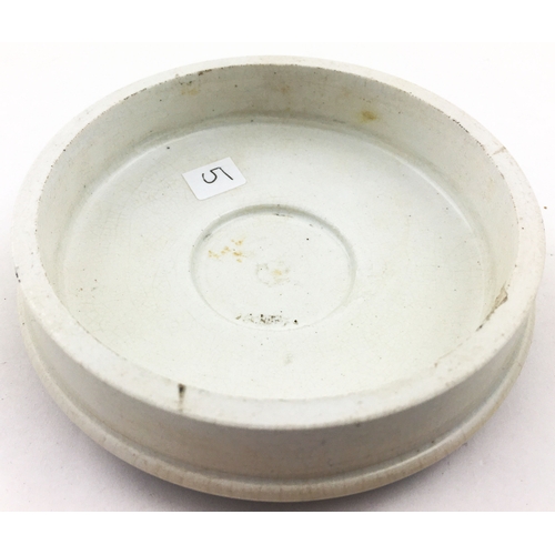 130 - YARMOUTH BLOATER PASTE POT LID & BASE. 3.75ins diam. ‘Classic’ food related fishing smack pictorial ... 