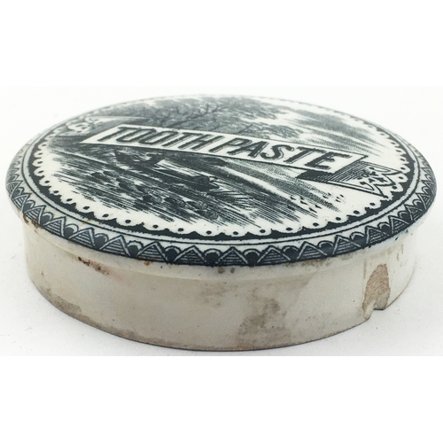 141 - MEN IN BOAT TOOTH PASTE POT LID. 2.7ins diam. An exceptionally well struck sharp transfer depicting ... 