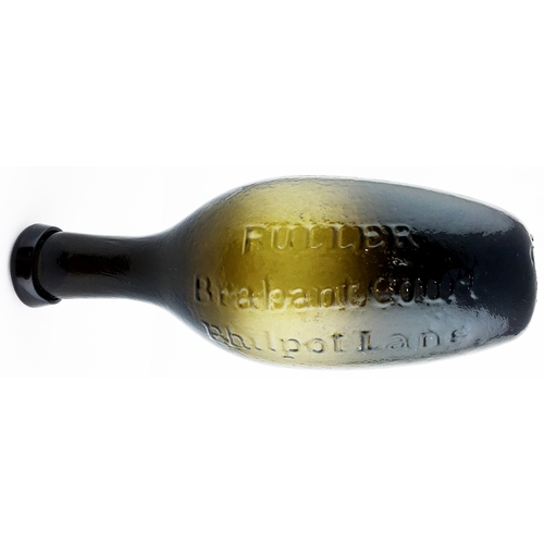 146 - FULLERS PATENT OVATE. 7.3ins long. Dense black glass very early hamilton shape, variating to lighter... 