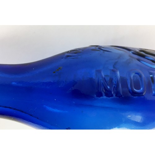 145 - JOHN ARKLE NEWCASTLE COBALT BLUE HAMILTON. 7.2ins long, bright blue glass 6oz size hamilton.. Emboss... 