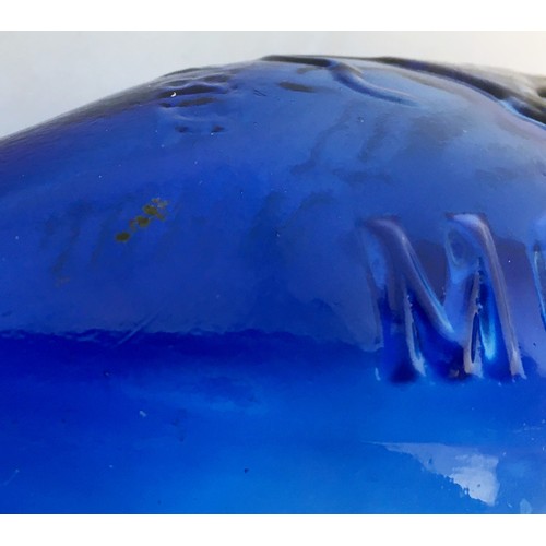 145 - JOHN ARKLE NEWCASTLE COBALT BLUE HAMILTON. 7.2ins long, bright blue glass 6oz size hamilton.. Emboss... 