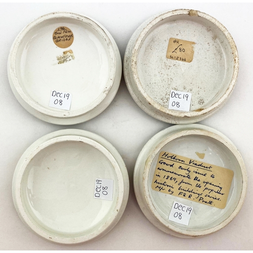 83 - PRATT LID GROUP. Largest 4.25ins, multicoloured Inc. KM 244, KM 155, KM 243 & KM 250. Damages. (4)