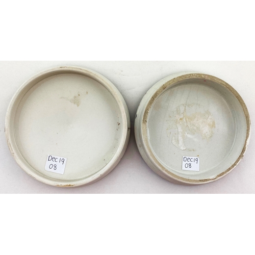 84 - PRATT LID DUO. Largest 5ins, multicoloured Inc. KM 154 & KM151. Hairline to one. (2)