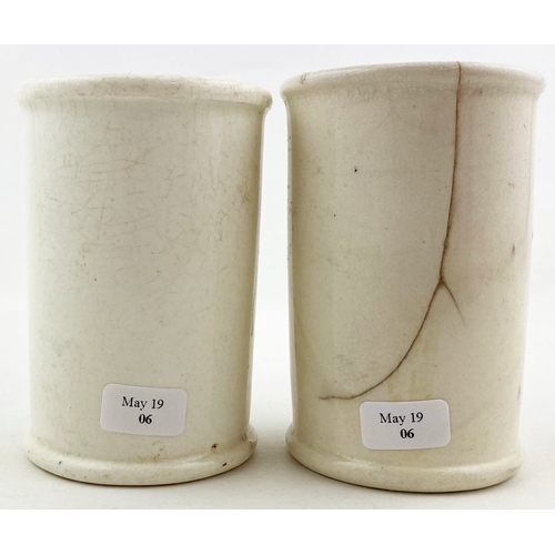 144 - URE DEVONSHIRE CLOTTED CREAM CYLINDER DUO. 3.5ins tall featiring 4 lines writing, Dairy Outfit base ... 