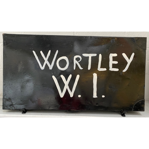 211 - WORTLEY W. I METAL CHEST. 35 x 18 x 12ins, black with white lettering.