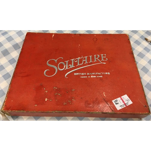 123 - SOLITAIRE GROUP. Largest 9.5ins. A selection of wooden & plastic boards with marbles, some boxed. (8... 